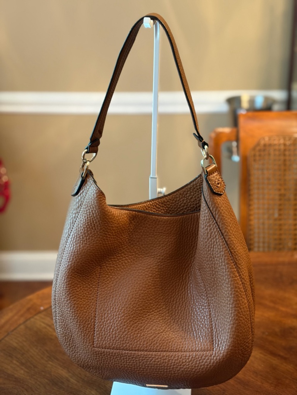 Rebecca Minkoff Pebbled Leather Shoulder - Whipstitch Brown Hobo - Picture 4 of 16